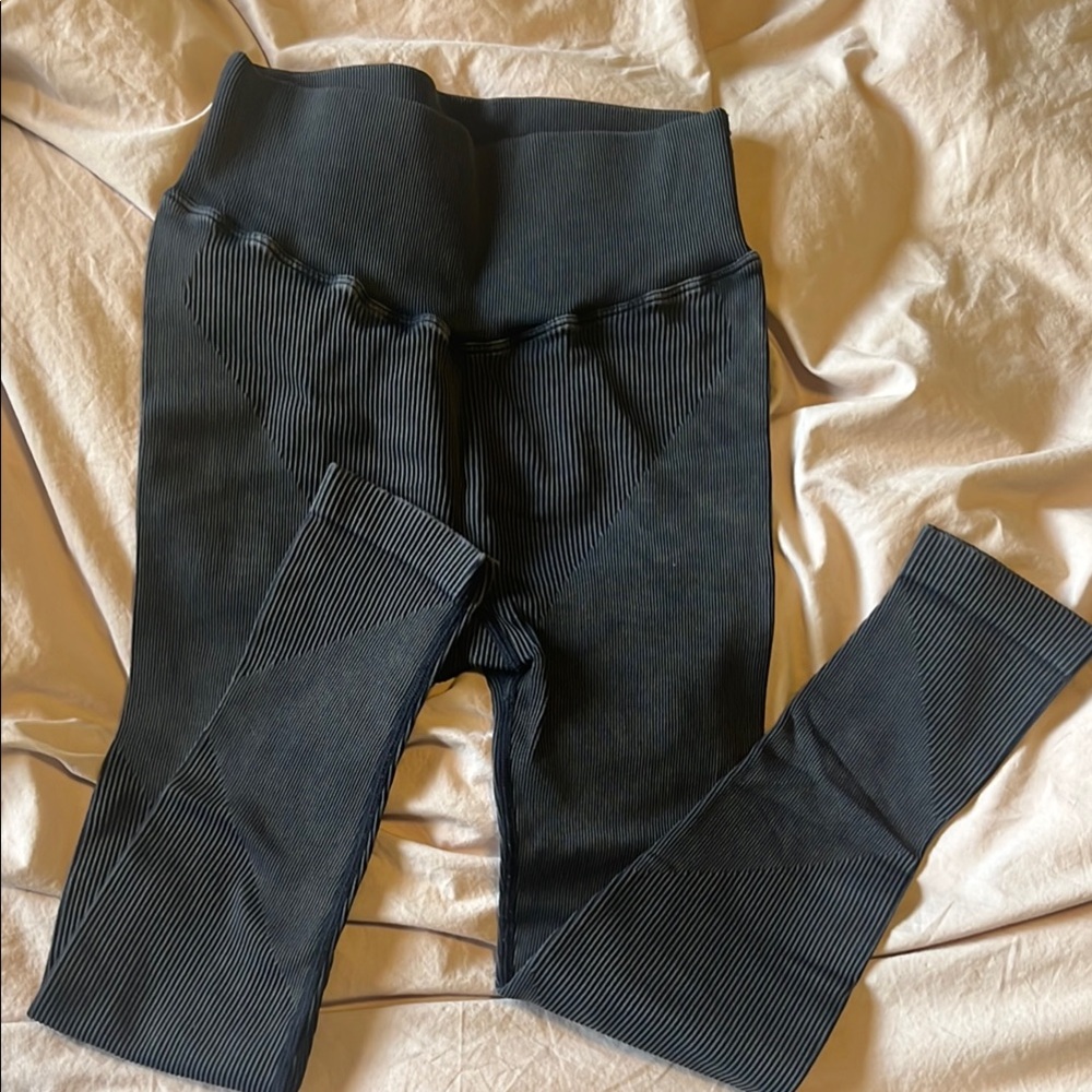 Senita Athletics Black Ribbed Leggings High Waist Stretchy